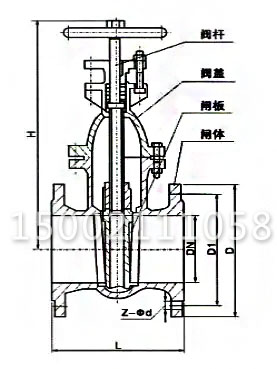 Z45T-16Q防護(hù)閘閥結(jié)構(gòu)圖 Z45T-16Q防護(hù)閘閥結(jié)構(gòu)圖